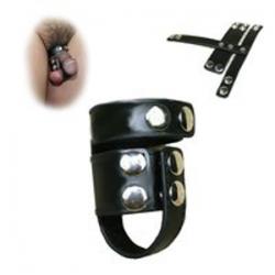 Penis and Testicle Leather Bondage 