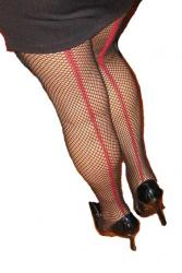 Red Seamed  Fishnet Tights
