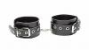 Kinky Black Leather Ankle Cuffs Set.